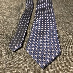 Calvin Klein geometric silk neck tie dark blue